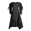 Bianca Popp Women's Ribbon Wrapped Dress In Black Taffeta With Discrete Stripes In Black