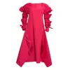 Bianca Popp Women's Ribbon Wrapped Dress In Strong Pink Taffeta In Pink