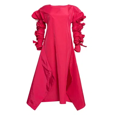 Bianca Popp Women's Ribbon Wrapped Dress In Strong Pink Taffeta