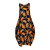 Bianca Popp Women's Semiballoon Dress In Black Viscose With Papayas In Black