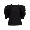 Bianca Popp Women's Victorian Sleeves Blouse In Black Cotton In Black