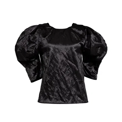 Bianca Popp Women's Victorian Sleeves Blouse In Black Taffeta