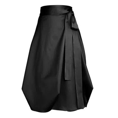Bianca Popp Women's Wrapped Skirt In Black Cotton