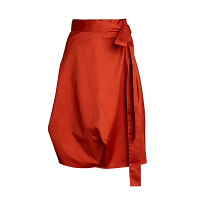 Bianca Popp Women's Wrapped Skirt In Crimson Red Cotton