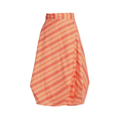 Bianca Popp Women's Wrapped Skirt In Orange Dots Cotton In Neutral