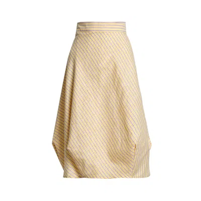 Bianca Popp Women's Wrapped Skirt In Yellow Stripes In Neutral