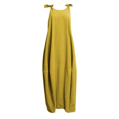 Bianca Popp Women's Yellow Balloon Dress With Straps In Mustard In Green