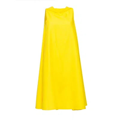 Bianca Popp Women's Yellow / Orange Bell Dress Midi In Yellow Linen In Yellow/orange