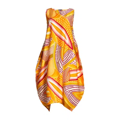 Bianca Popp Women's Yellow / Orange Semiballoon Dress In Orange Geometrical Print In Yellow/orange