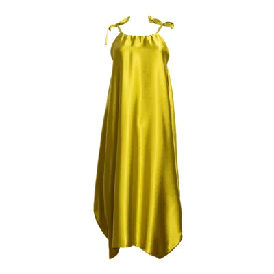 Bianca Popp Women's Yellow Semiballoon Dress With Ribbons In Lime