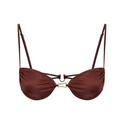 Bianca Resortwear Women's Brown Calla Bikini Top In Chestnut