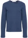 BIANCA SAUNDERS BLUE Y-NECK COTTON jumper