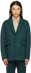 Bianca Saunders Green Akiel Blazer In Forest Green