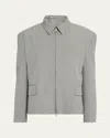 Bianca Saunders Men's Gingham Wool Zip-up Jacket In Vanilla Ice