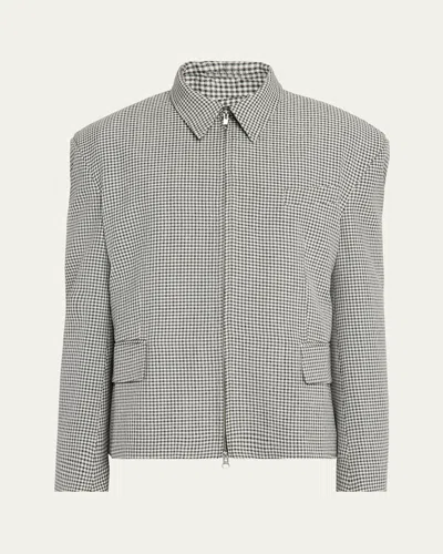 Bianca Saunders Men's Gingham Wool Zip-up Jacket In Vanilla Ice
