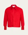 Bianca Saunders Men's Multi-pleat Poplin Blouson Jacket In Salsa