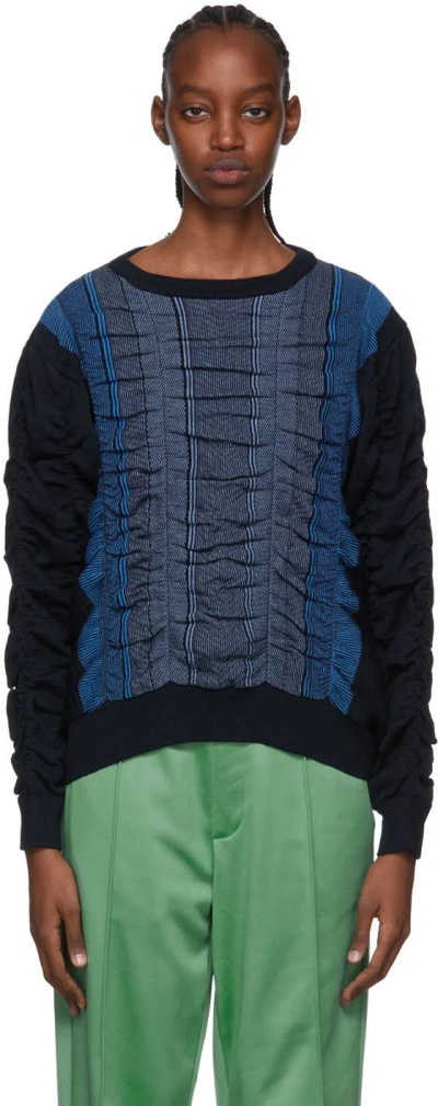 Bianca Saunders Navy Farah Edition Peel Sweater In 412 True Navy
