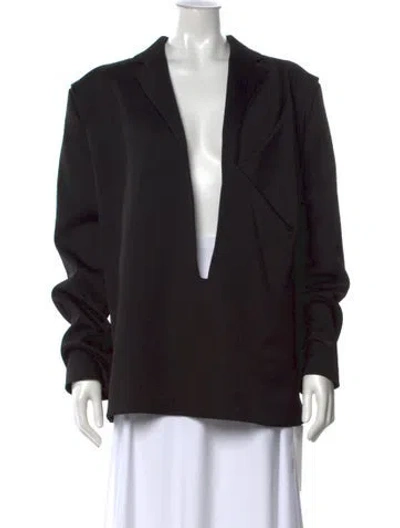 Pre-owned Bianca Saunders Plunge Neckline Long Sleeve Top In Black