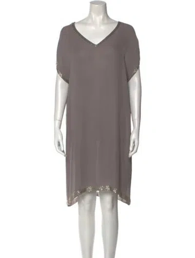Pre-owned Bianca Spender V-neck Knee-length Dress In Neutral