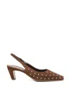 Biancadi 스터드 장식 레더 슬링백 펌프스 In Brown