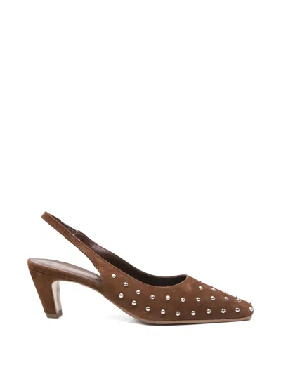 Biancadi 스터드 장식 레더 슬링백 펌프스 In Brown