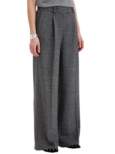 Biancalancia High-waisted Textured Tailored Wide-leg Pants In Brown