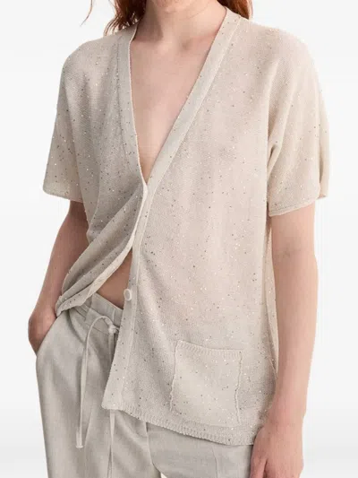 Biancalancia Sequin-embellished Short-sleeve Cardigan In Multi