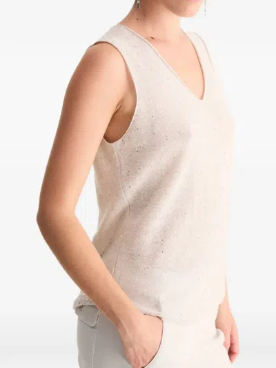 Biancalancia Sequin-embellished Vest In Neutral