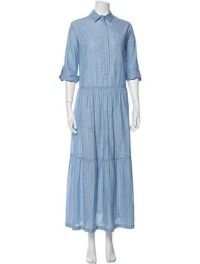 Pre-owned Biancalancia Striped Long Dress In Blue