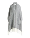 Biancalancia Woman Cape Grey Size Onesize Alpaca Wool, Polyamide In Gray