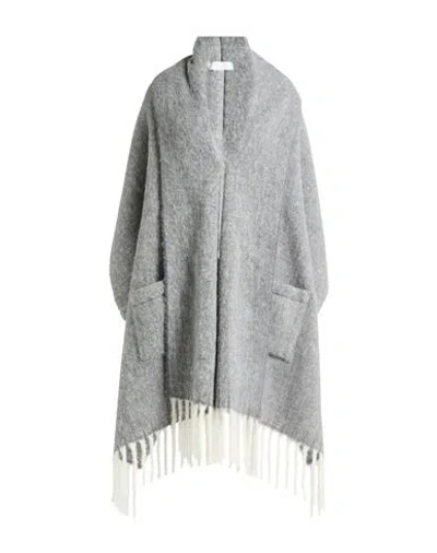 Biancalancia Woman Cape Grey Size Onesize Alpaca Wool, Polyamide In Gray
