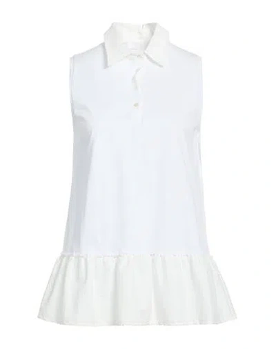 Biancalancia Woman Top White Size L Cotton, Polyamide, Elastane