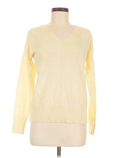 Pre-owned Bianco & Blu Long Sleeve Top Yellow V Neck Tops