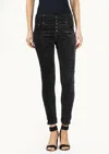 Bianco Baby Cord Open Hem Jeans In Black In Black