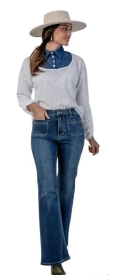 Bianco Bonney Retro Denim Pant In Blue In Transparent