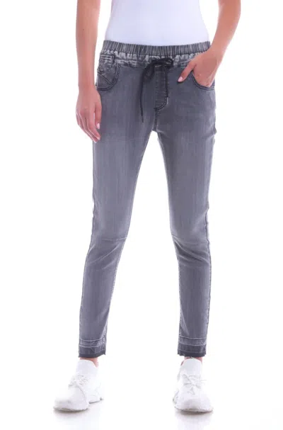 Bianco Denim Jogger Pants In Washed Black In Grey