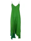 Bianco Levrin Asymmetric Layered Dress In Green