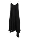 Bianco Levrin Asymmetric Silk Slip Dress In Black
