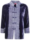 Bianco Levrin Velvet Button Jacket In Multi