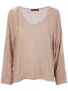 Bianco Levrin Velvet V-neck Top