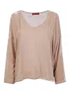 Bianco Levrin Velvet V-neck Top In Grey
