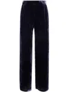 Bianco Levrin Velvet Elasticated-waist Trousers In Blue