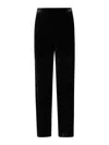 Bianco Levrin Velvet Elasticated-waist Trousers In Black