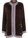 Bianco Levrin Velvet Button Jacket In Brown