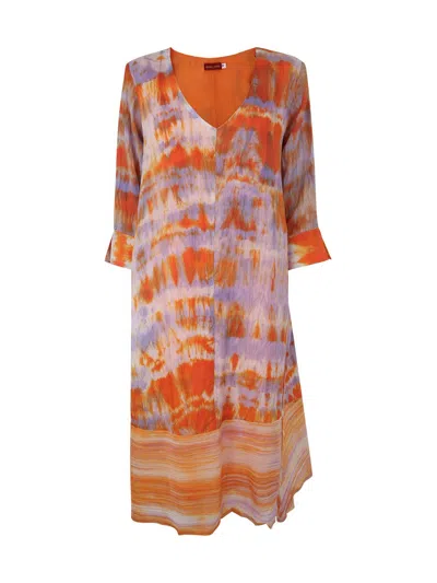 Bianco Levrin Midi Silk Dress In Orange