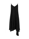 Bianco Levrin Asymmetric Silk Slip Dress In Black