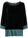 Bianco Levrin Velvet Pleated-hem Top