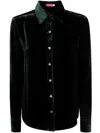 Bianco Levrin Velvet Button Shirt In Green