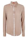 Bianco Levrin Velvet Button-down Shirt In Nude