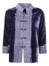 Bianco Levrin Velvet Button Jacket In Black